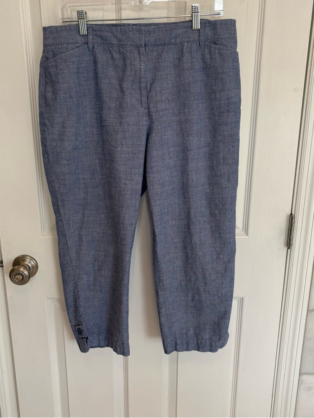 Talbots’s women’s cropped pants blue petite 14 cotton